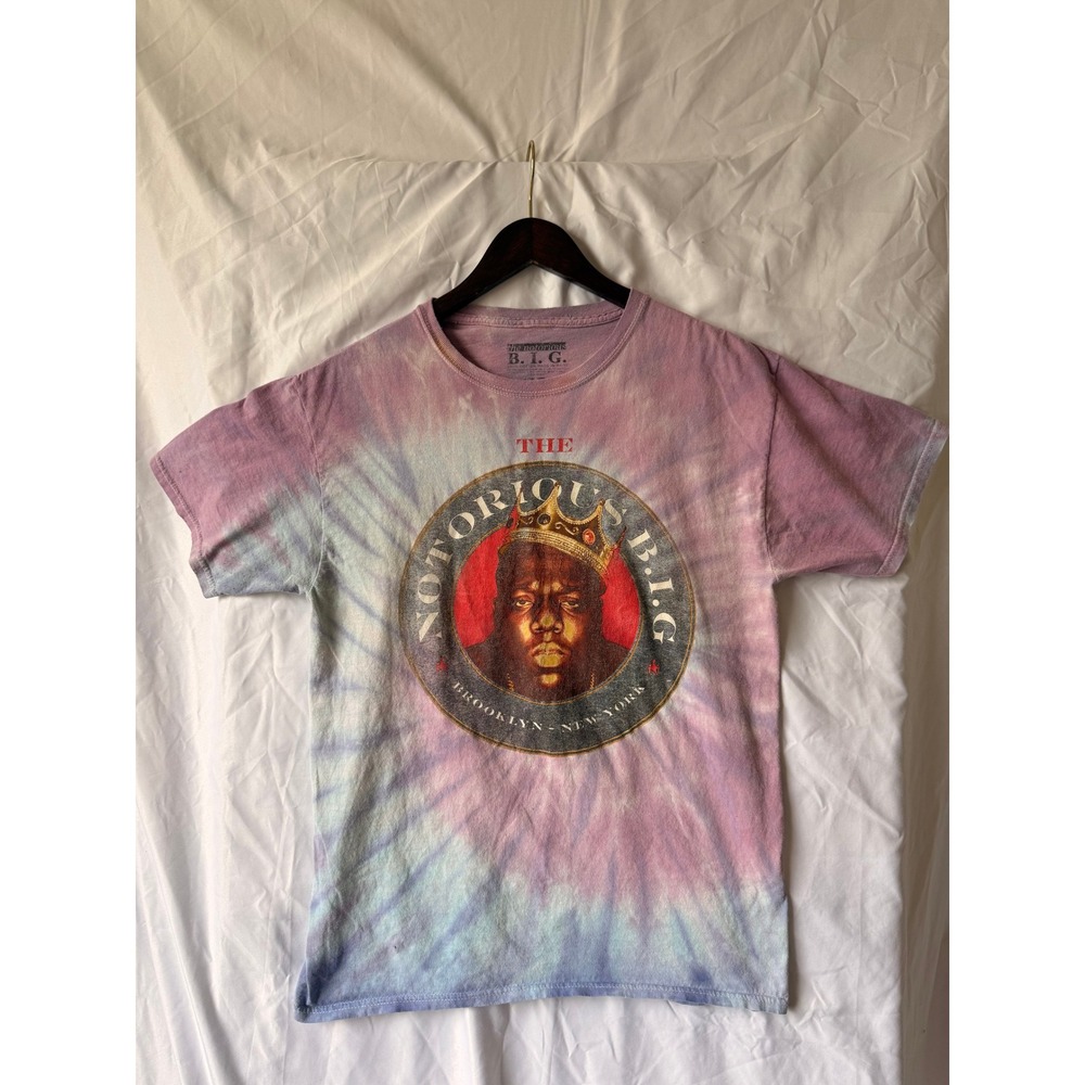 The Notorious BIG Biggie Smalls Tie Dye Graphic T-Shirt Purple Blue Mens Medium